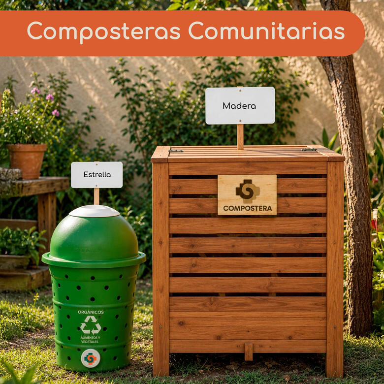 Composteras comunitarias e institucionales para transformar todos los desechos orgánicos y poda de jardín en tierra fértil, en tan solo un mes.